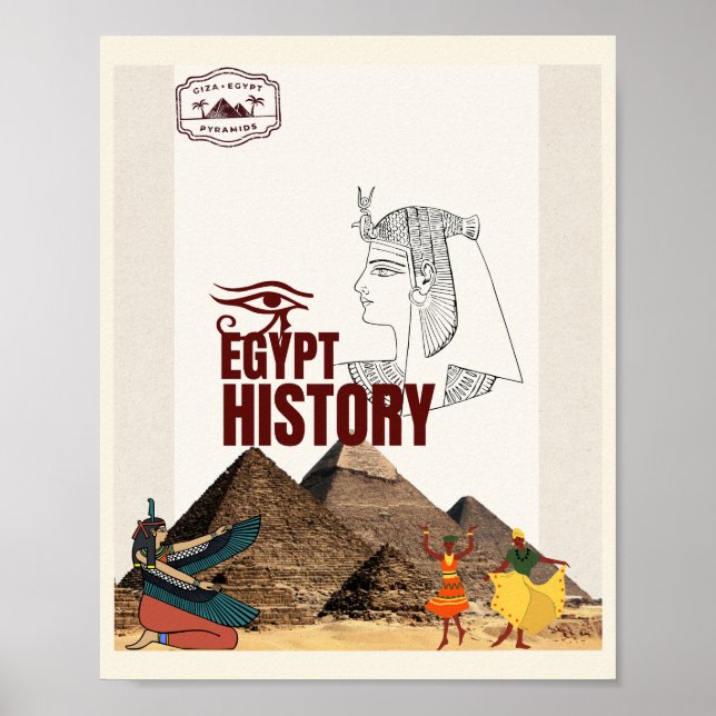 Antik Egyptisk Historia Affisch | Pyramid Väggkons (Framsidan)