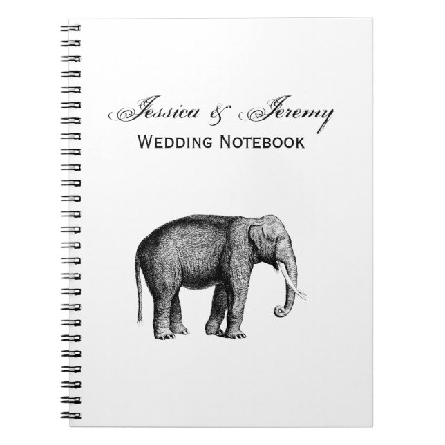 Antik Elefant Ritning Anteckningsbok Med Spiral (Framsidan)