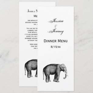 Antik Elefant Ritning Inbjudningar