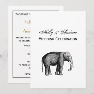Antik Elefant Ritning Inbjudningar