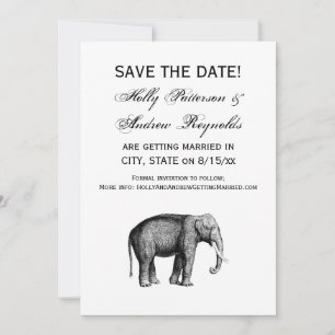 Antik Elefant Ritning Inbjudningar