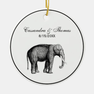 Antik Elefant Ritning Julgransprydnad Keramik