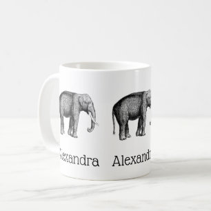 Antik Elefant Ritning Kaffemugg