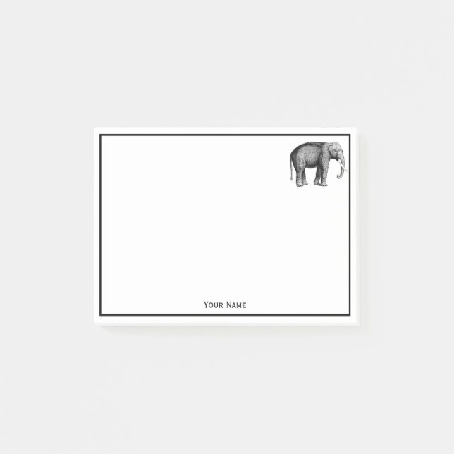 Antik Elefant Ritning Post-it Block (Framsida)