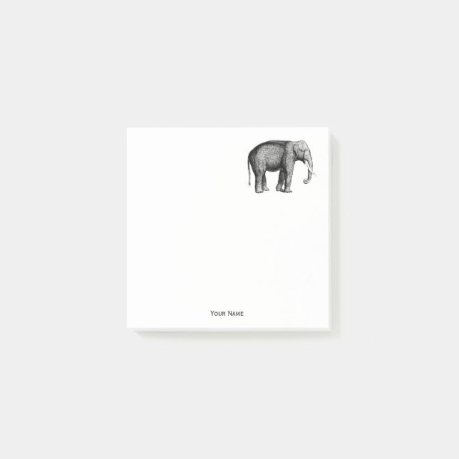 Antik Elefant Ritning Post-it Block (Framsida)
