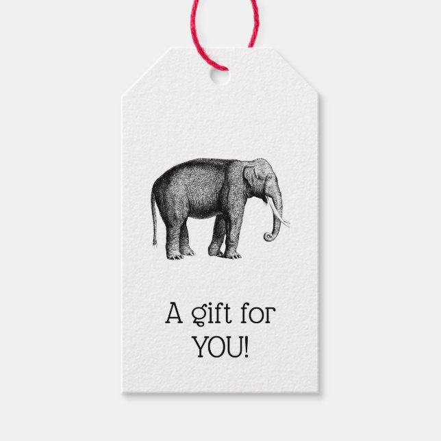 Antik Elefant Ritning Presentetikett (Framsidan)