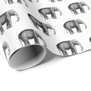 Antik Elefant Ritning Presentpapper