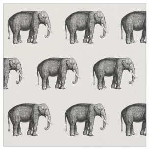 Antik Elefant Ritning Tyg