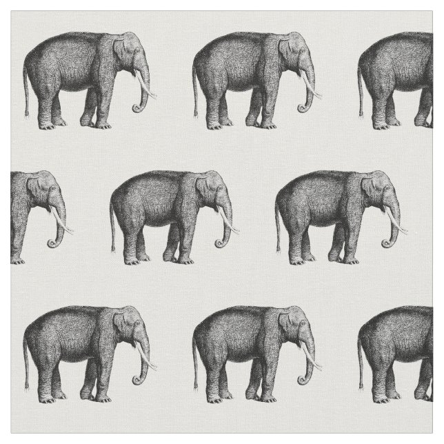 Antik Elefant Ritning Tyg (Närbild)