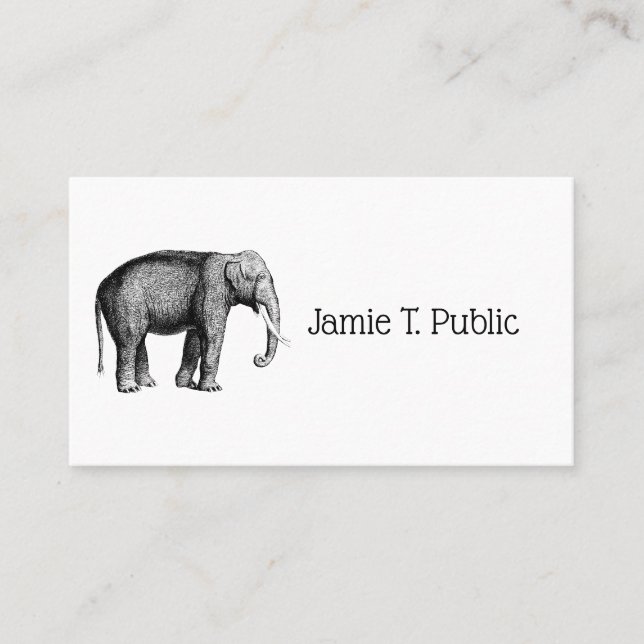 Antik Elefant Ritning Visitkort (Framsida)