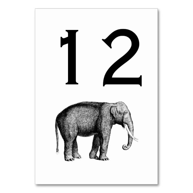 Antik Elefant Teckning Bordsnummer (Framsidan)
