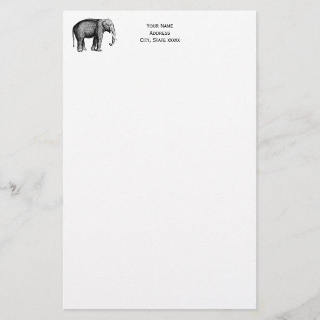 Antik Elefant Teckning Brevpapper (Framsida)