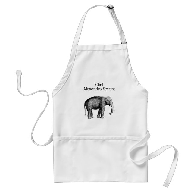 Antik Elefant Teckning Förkläde (Framsidan)