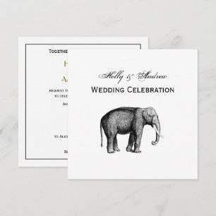 Antik Elefant Teckning Inbjudningar