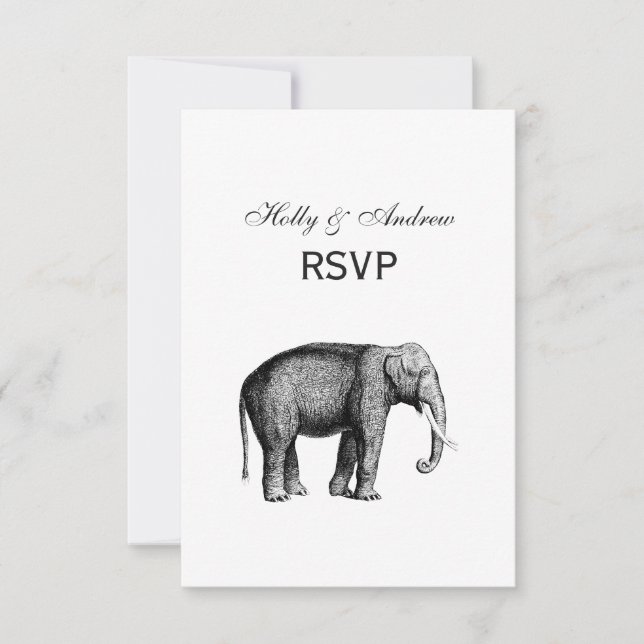 Antik Elefant Teckning OSA Kort (Framsida)