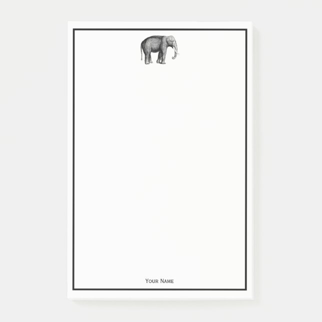 Antik Elefant Teckning Post-it Block (Framsida)
