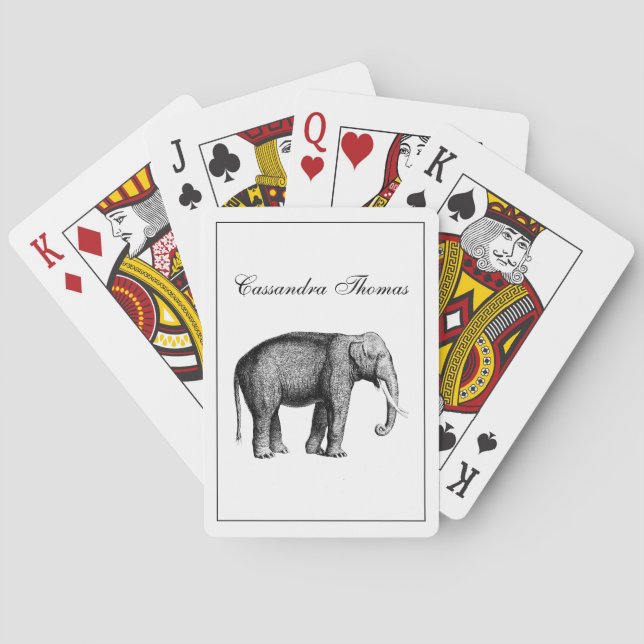 Antik Elefant Teckning Spel Kort (Baksidan)