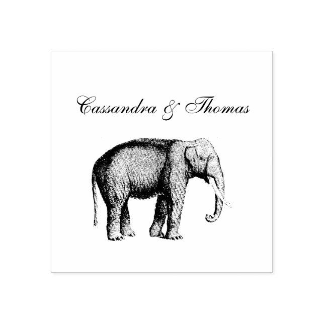 Antik Elefant Teckning Stämpel (Tryck)
