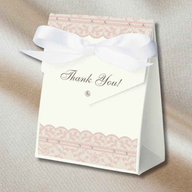 Antik Elfenbens Pärl Regency Spets Bröllopsdusch Presentaskar (Skapare uppladdad)