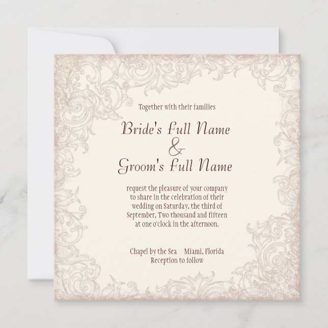 Antik engelsk ros - Lavendelbröllopsinbjudan Inbjudningar (Framsida)