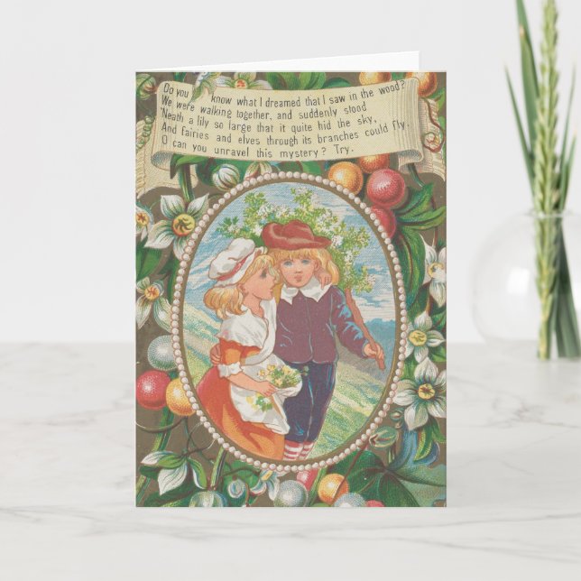 Antik Excentrisk Valentine, Victorian Era, 1874 Kort (Framsida)