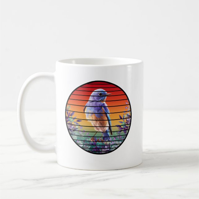 ANTIK FÅGEL BLOMSTER BLOMMA  KAFFEMUGG (Vänster)