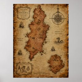 Antik Fantasykarta — Velmoris Island Poster