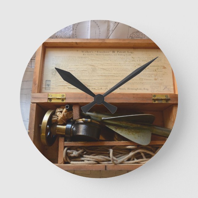 Antik fartygslogg rund klocka (Framsida)