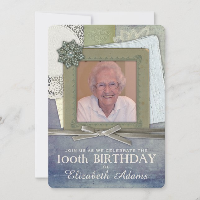 Antik Feminint Collage Anpassad Foto Inbjudningar (Framsida)