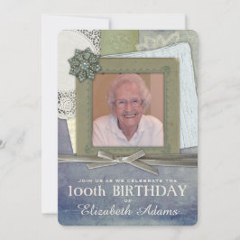 Antik Feminint Collage Anpassad Foto Inbjudningar