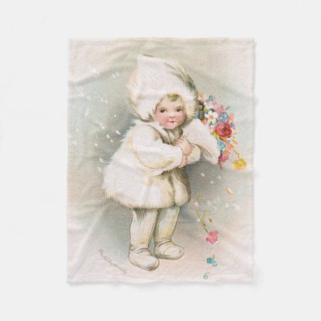 Antik filt för vintersnöbaby & blommaull (Framsidan)
