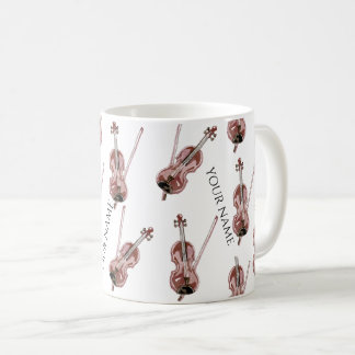 Antik fiolmönster skräddarsydd kaffemugg med namn