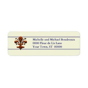 Antik Florence stil Fleur de Lis Returadress Etikett