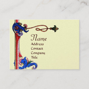 ANTIK FLORENTINSK BLOMMOR RÖD VAXSIGILL MONOGRAM VISITKORT