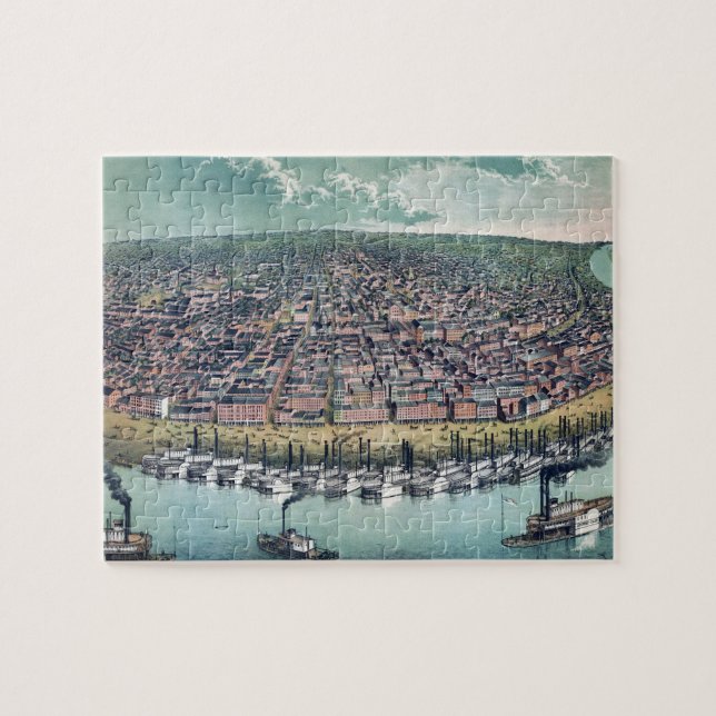 Antik flygkarta över Saint Louis, Missouri, 1859 Pussel (Horisontell)