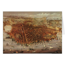Antik flygkarta, San Francisco City, Kalifornien Hälsningskort