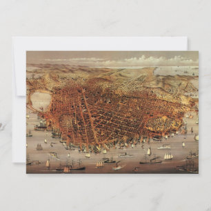 Antik flygkarta, San Francisco City, Kalifornien Inbjudningar
