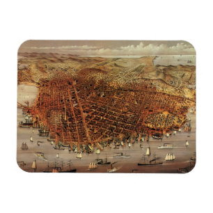 Antik flygkarta, San Francisco City, Kalifornien Magnet
