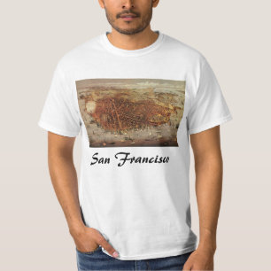 Antik flygkarta, San Francisco City, Kalifornien T-shirt