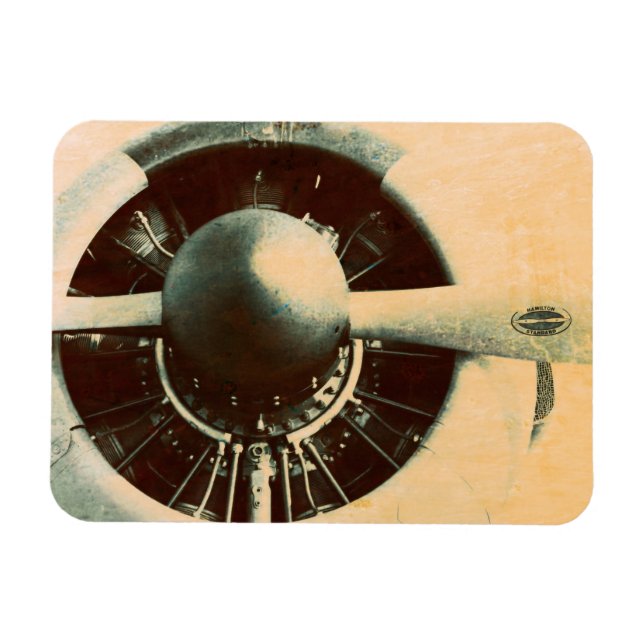 Antik flygplansmotor propeller foto magnet (Horisontell)