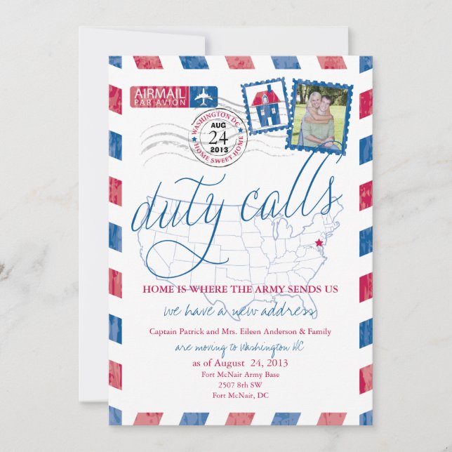 Antik Flygpost Militär Flyttningsannons Inbjudningar (Framsida)