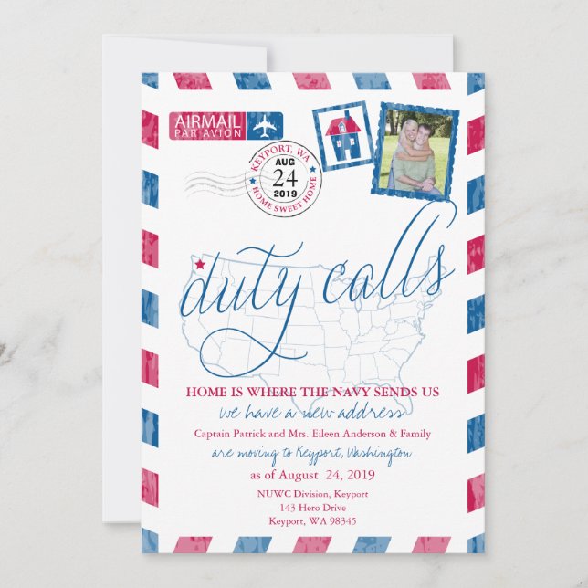 Antik Flygpost Militär Flyttningskungörelse Inbjudningar (Framsida)