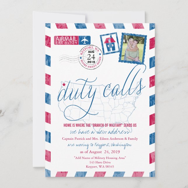 Antik Flygpost Militär Flyttningskungörelse Inbjudningar (Framsida)