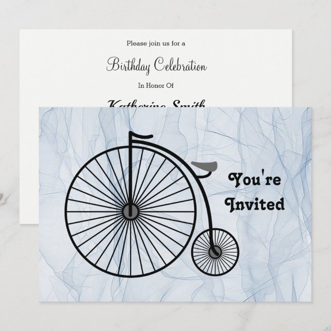 Antik Födelsedagspresent För Höghjulig Cykel Inbjudningar (Fram/baksida)
