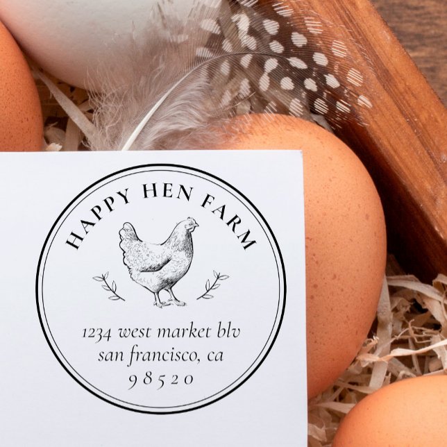 Antik för hand ritad kyckling näringsliv äggkarton självfärgande stämpel (Skapare uppladdad)