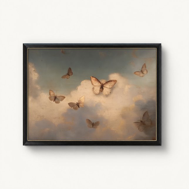 Antik förgylld fjäril Himmel Poster (Gilded Butterfly Sky Wall Art Poster - close-up view (frame/decor not included))