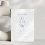 Antik fransk blå klotter minimalistisk bröllopstår spara datumet<br><div class="desc">Meddela om din speciella dag med tidlös charm med denna Vintage French Blue Doodle Minimalistisk Bröllopstårta Save the Date. Med en elegant handritad bröllopstårtedesign i mjuk fransk blå färg, utstrålar denna Save the Date effortless sofistikering och en touch av vintage whimsy. Perfekt för par som älskar minimalistisk estetik med en...</div>