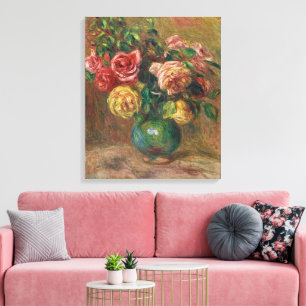 Antik fransk blomsterolja målning av Renoir Canvastryck