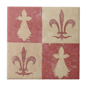 Antik fransk medeltida Fleur de Lis-mönster Kakelplatta