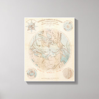 Antik fransk nordpolsk arktisk karta 1867 canvastryck